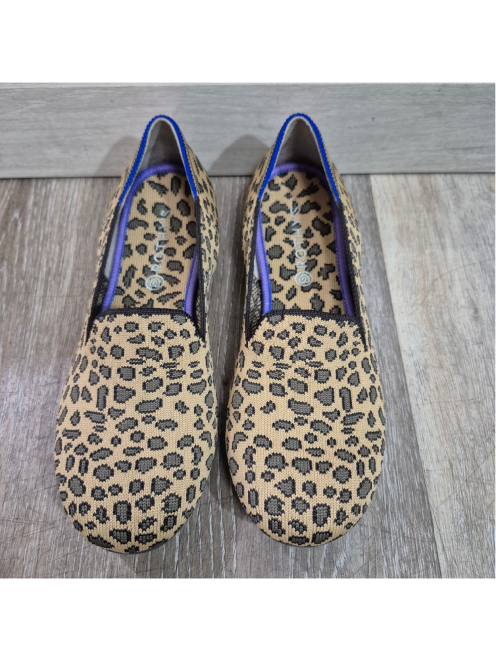Rothy's Girl's Brown Knit Leopard Cheetah Print Slip on Flat Loafer Shoes Size 4